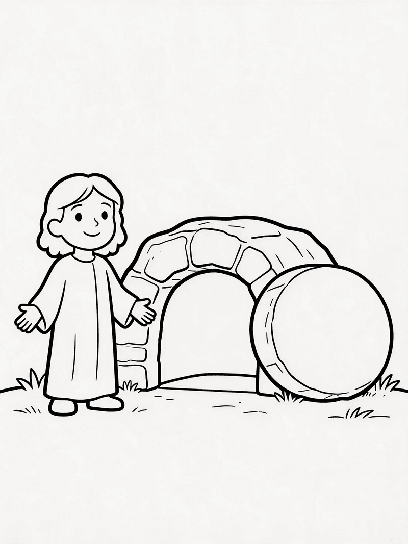 The empty tomb on Easter morning printable line art