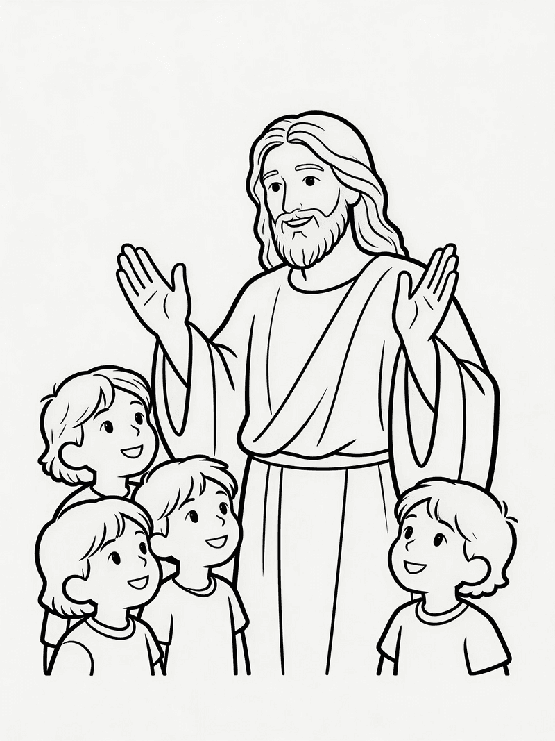 Jesus blessing the little children printable line art