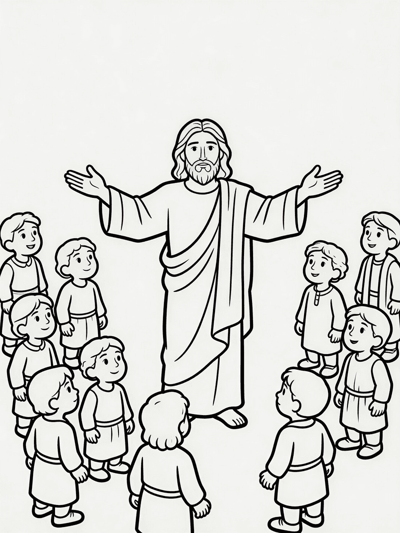 Jesus healing ten lepers printable line art