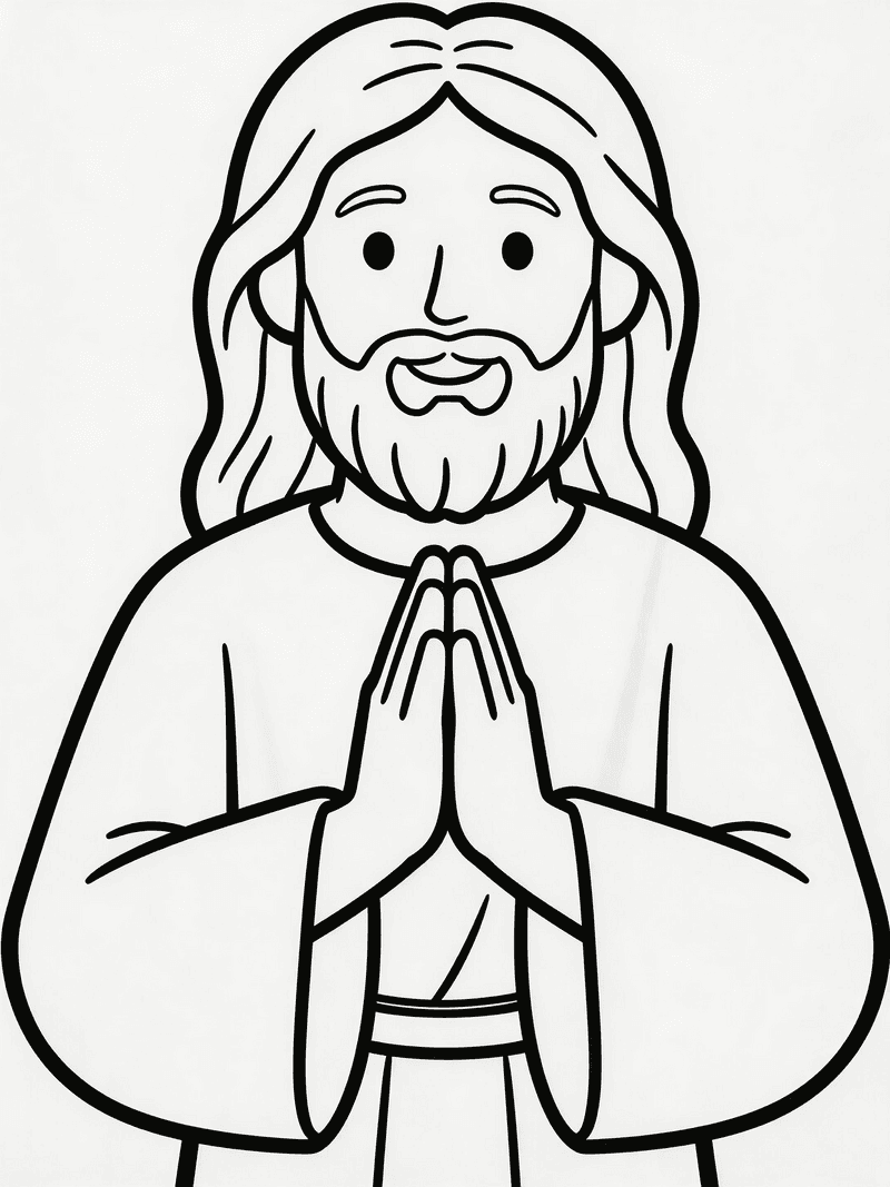 Jesus praying with hands folded printable line art