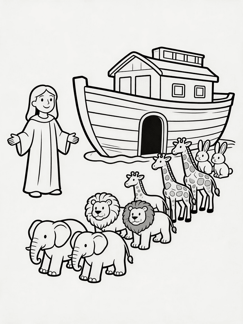 Noah's Ark with animals entering two by two