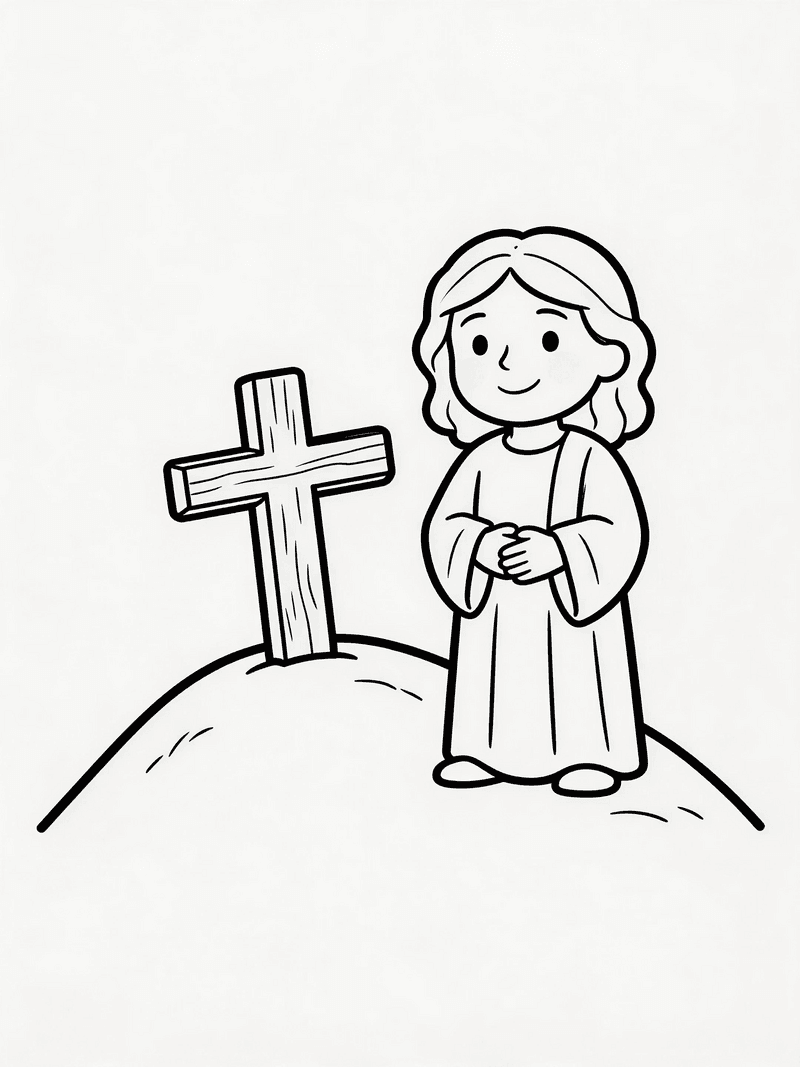 A simple wooden cross on a hill