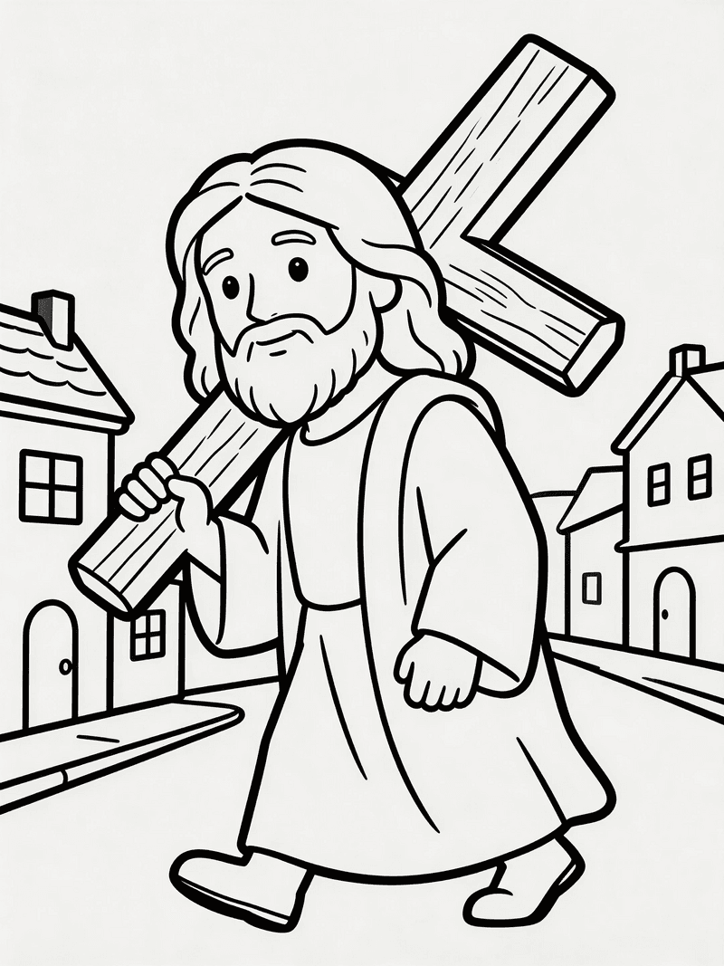 Jesus carrying the cross through the streets