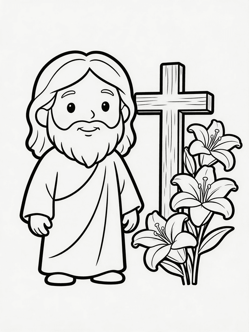A cross with Easter lilies
