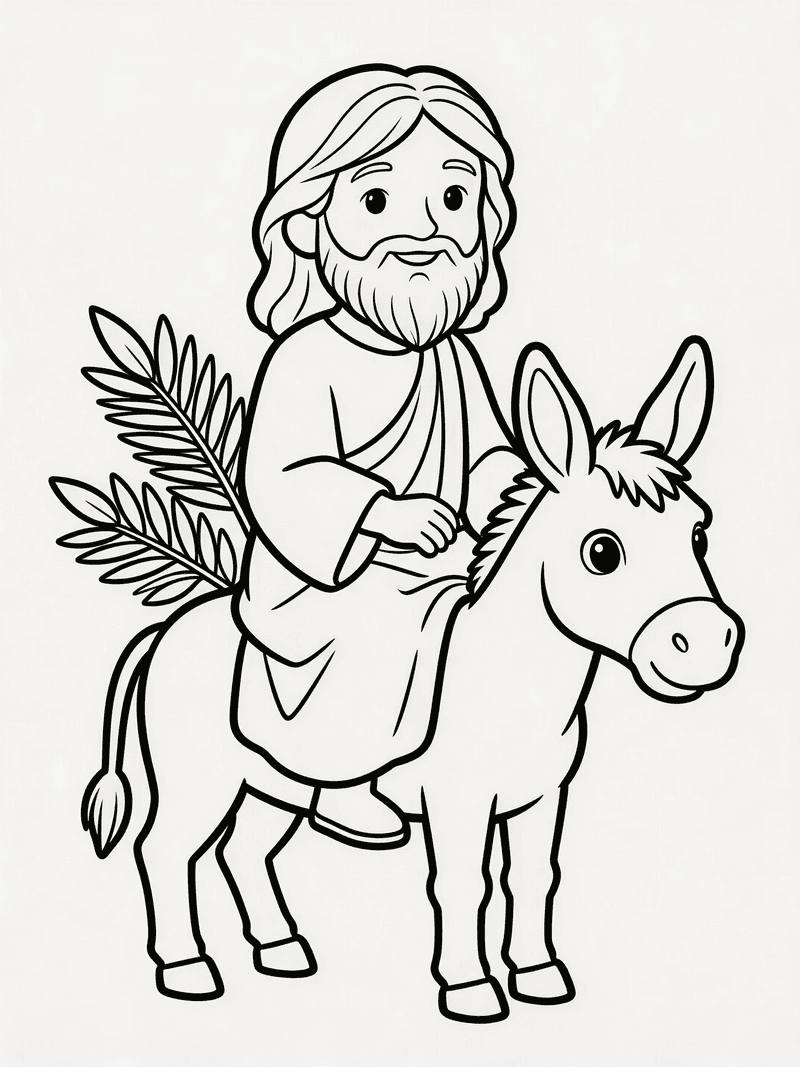 Jesus with a donkey on Palm Sunday