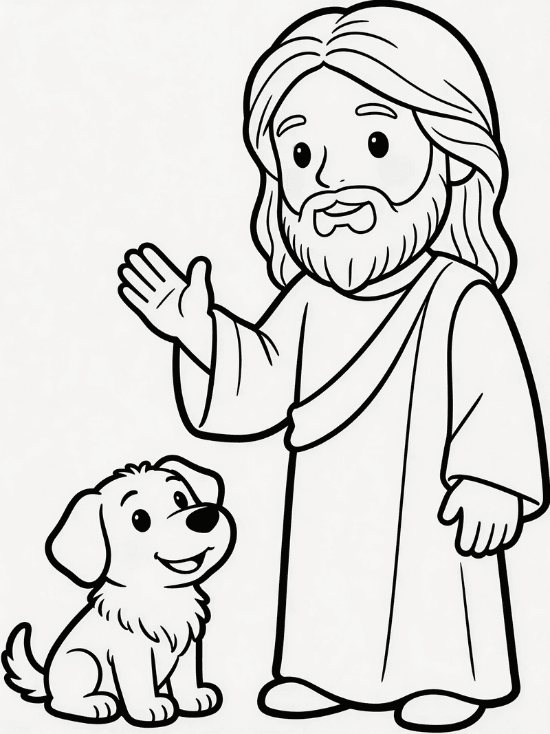 Jesus blessing a puppy